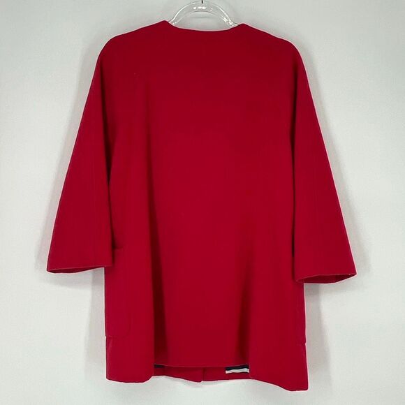 OLD NAVY Women’s Wool-Blend Coat Med Red Lined Patch Pockets Minimalist Style - Picture 11 of 15